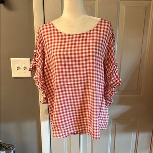 Maurices Red and White Checkered Blouse